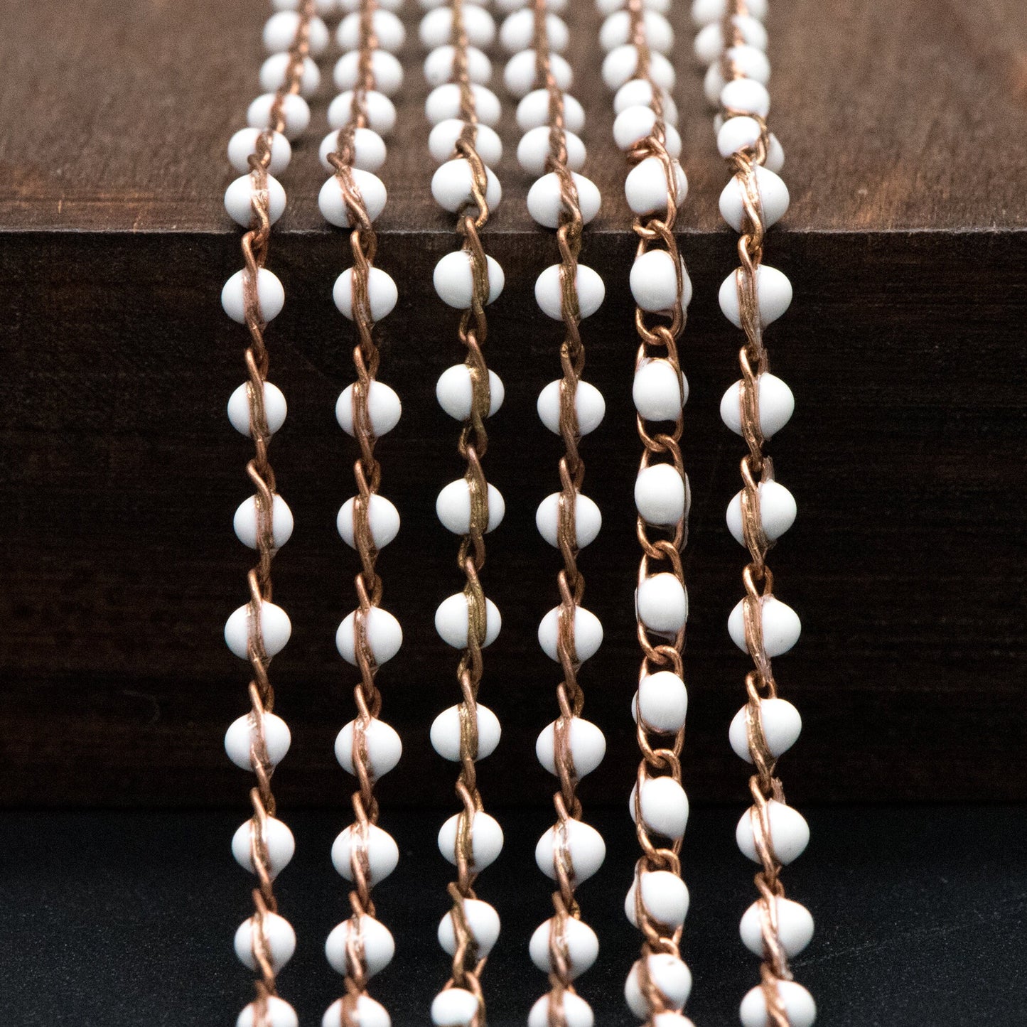 White Enamel Brass Chain 2.5mm Thin, Unplated Brass Designer Chains (#LK-050-2)/ 1 Meter=3.3ft