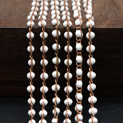 White Enamel Brass Chain 2.5mm Thin, Unplated Brass Designer Chains (#LK-050-2)/ 1 Meter=3.3ft