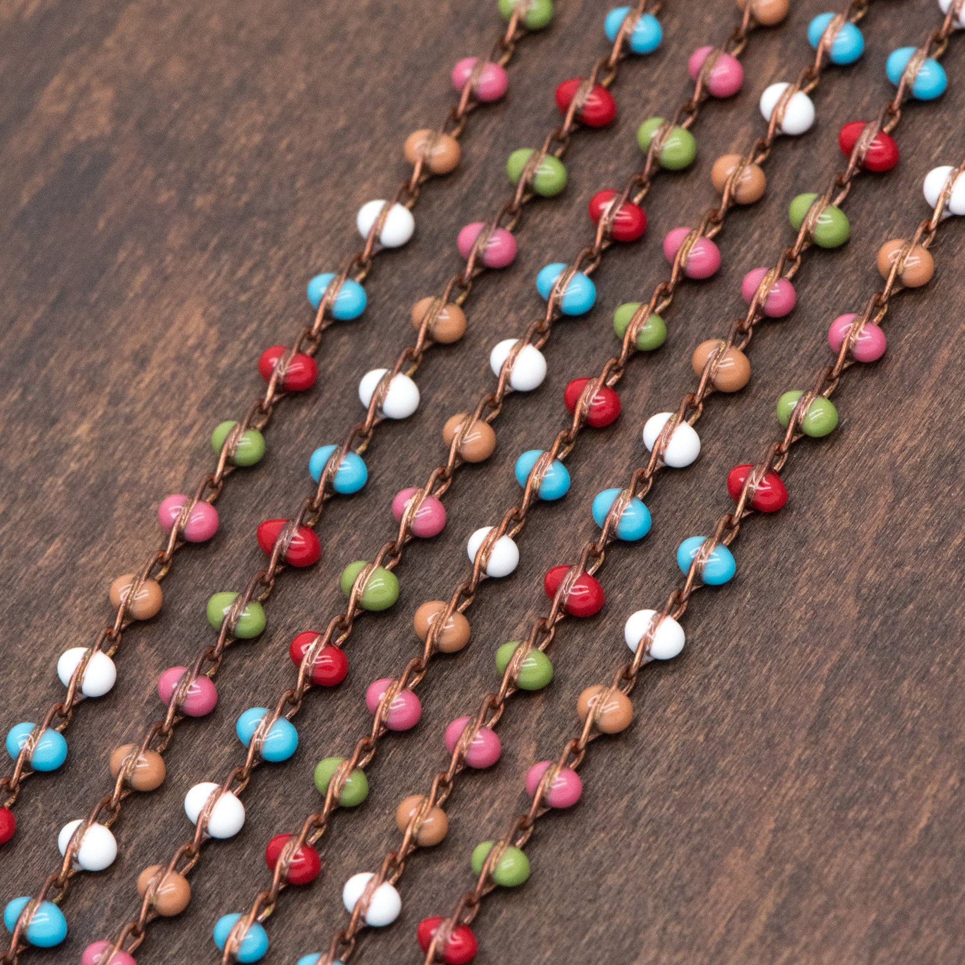 Rainbow Enamel Brass Chain 2.5mm Thin, Unplated Brass Designer Chains (#LK-050-8)/ 1 Meter=3.3ft