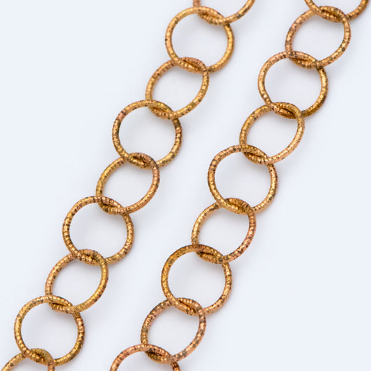 Raw Brass Round Cable Chain 7mm, Unplated Copper Link Chains Wholesale (#LK-224-RB)/ 1 Meter=3.3ft