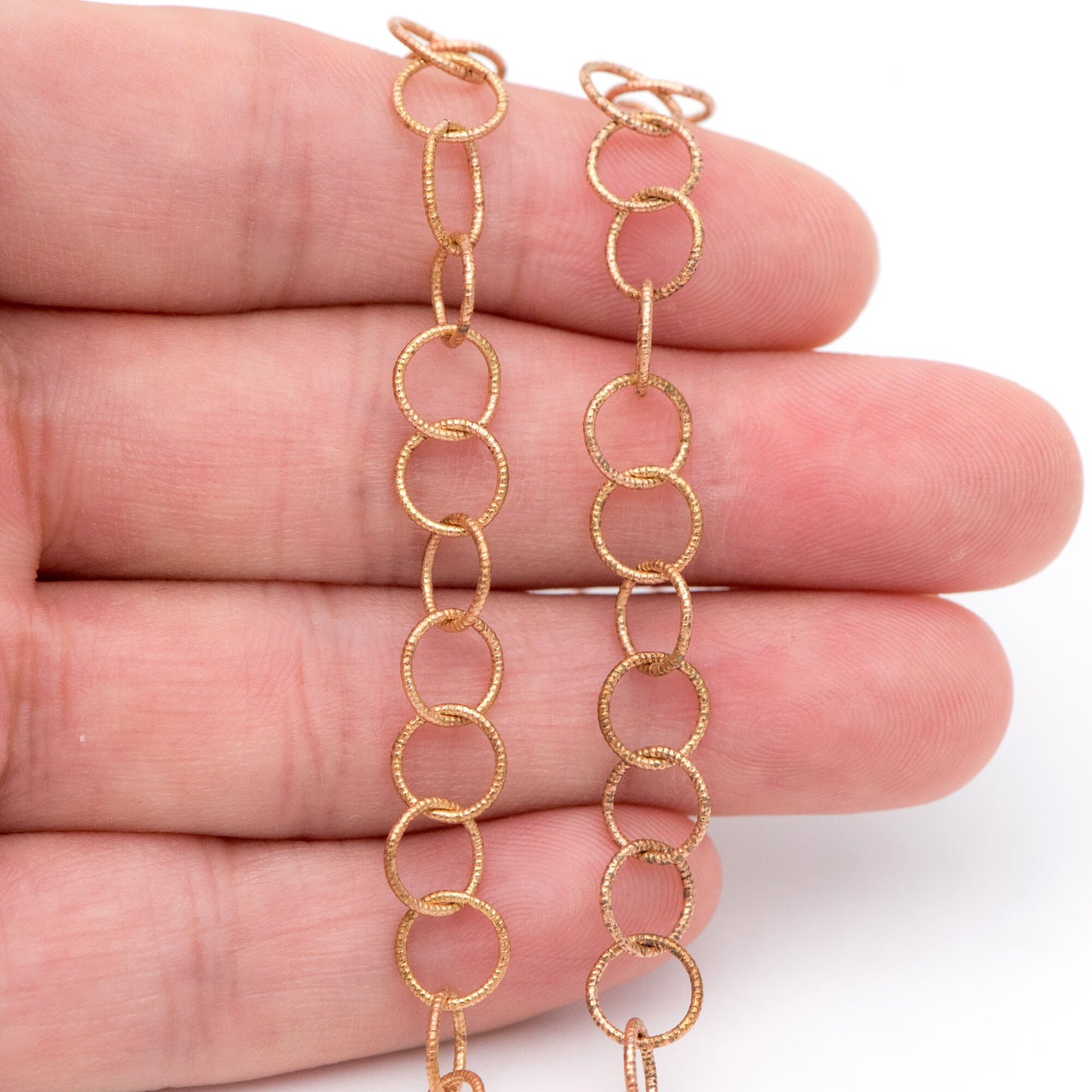 Raw Brass Round Cable Chain 7mm, Unplated Copper Link Chains Wholesale (#LK-224-RB)/ 1 Meter=3.3ft