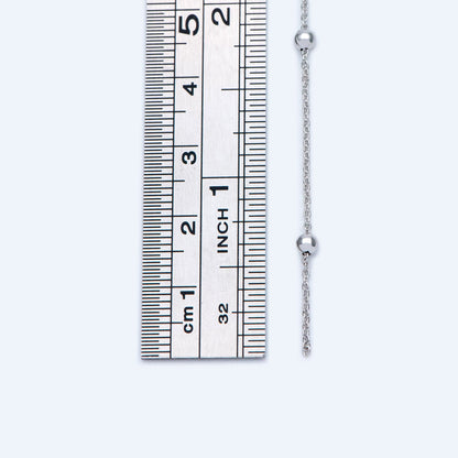 Silver tone Satellite Chains, 1.2mm Chain with 3mm Round Beads, Rhodium plated Brass Beaded Cable Chain (#LK-225-2)/ 1 Meter=3.3 ft