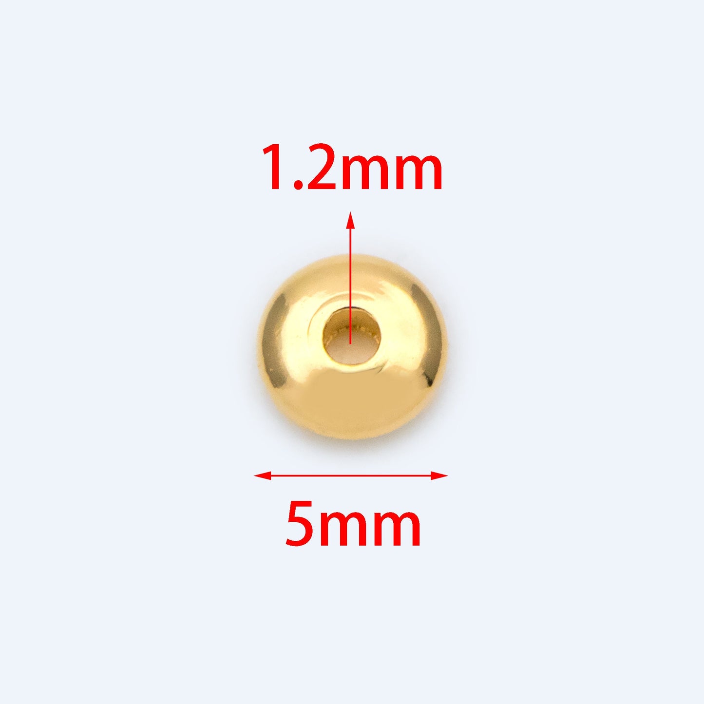 20pcs Gold Rondelle Beads, Gold plated Brass Spacers 5mm (GB-1334)