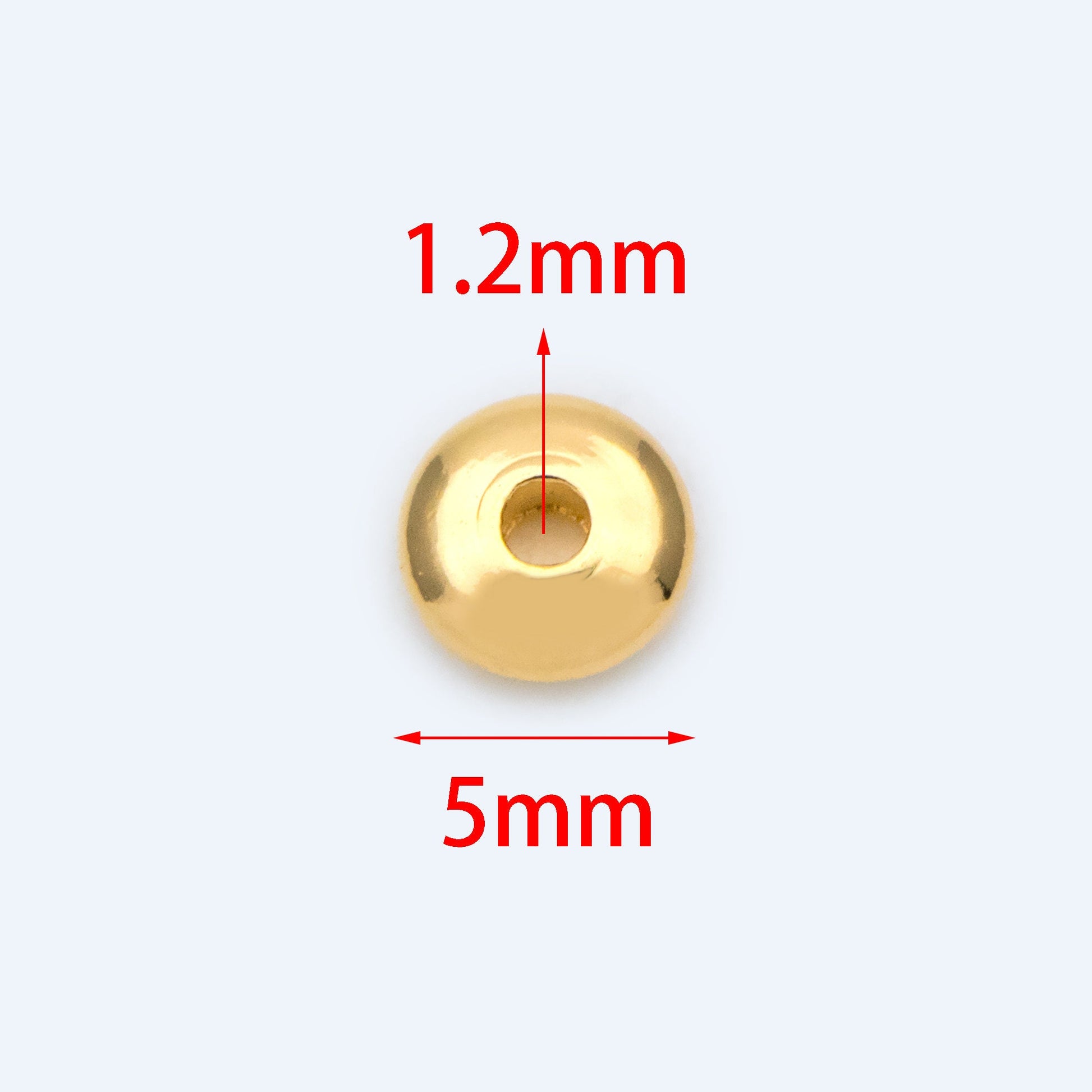 20pcs Gold Rondelle Beads, Gold plated Brass Spacers 5mm (GB-1334)
