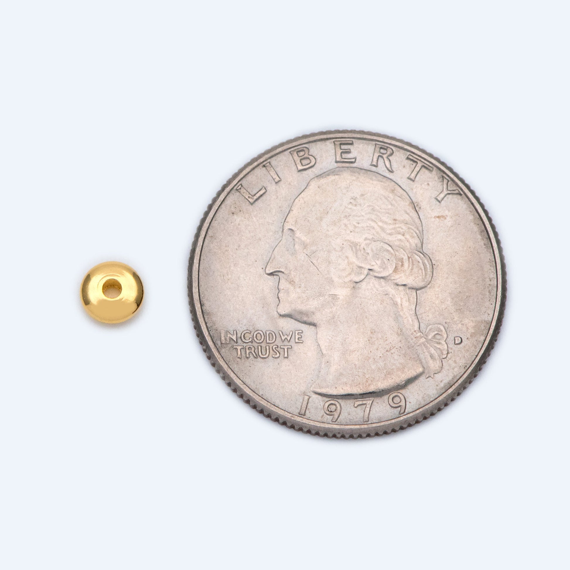 20pcs Gold Rondelle Beads, Gold plated Brass Spacers 5mm (GB-1334)