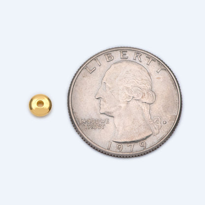 20pcs Gold Rondelle Beads, Gold plated Brass Spacers 5mm (GB-1334)