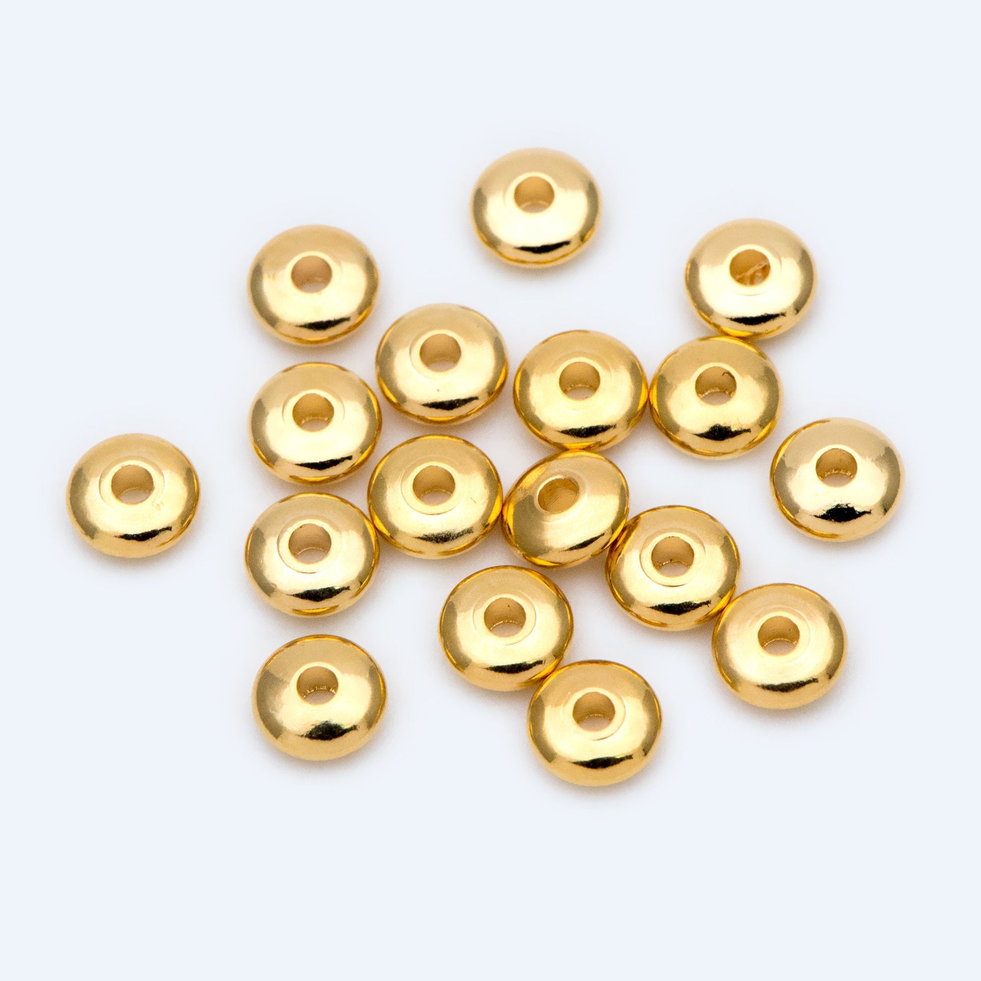 20pcs Gold Rondelle Beads, Gold plated Brass Spacers 5mm (GB-1334)