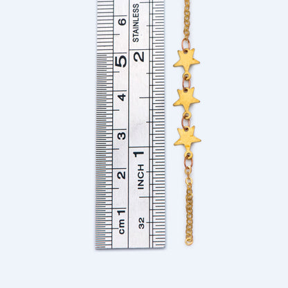 Raw Brass Star Beaded Chain 6.6mm, Unplated Star Link Chain Wholesale (#LK-214-RB)/ 1 Meter=3.3ft