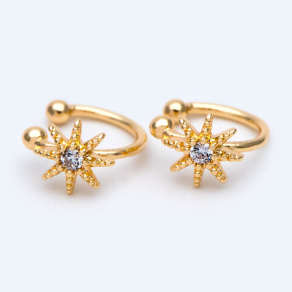 10pcs Cubic Zirconia Adjustable Gold Ear Cuffs, Gold plated Brass Earwire Earring Clips (GB-3539-C)