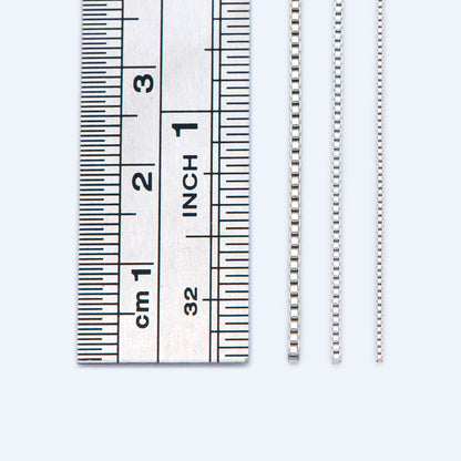 Rhodium plated Brass Box Chains, 0.7/ 0.9/ 1.1m Thin, Silver Tone Chain Findings (#LK-208)/ 1 Meter=3.3 ft