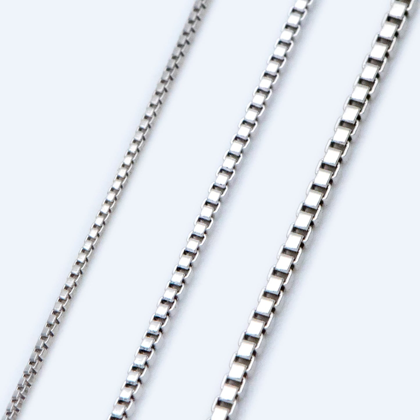 Rhodium plated Brass Box Chains, 0.7/ 0.9/ 1.1m Thin, Silver Tone Chain Findings (#LK-208)/ 1 Meter=3.3 ft