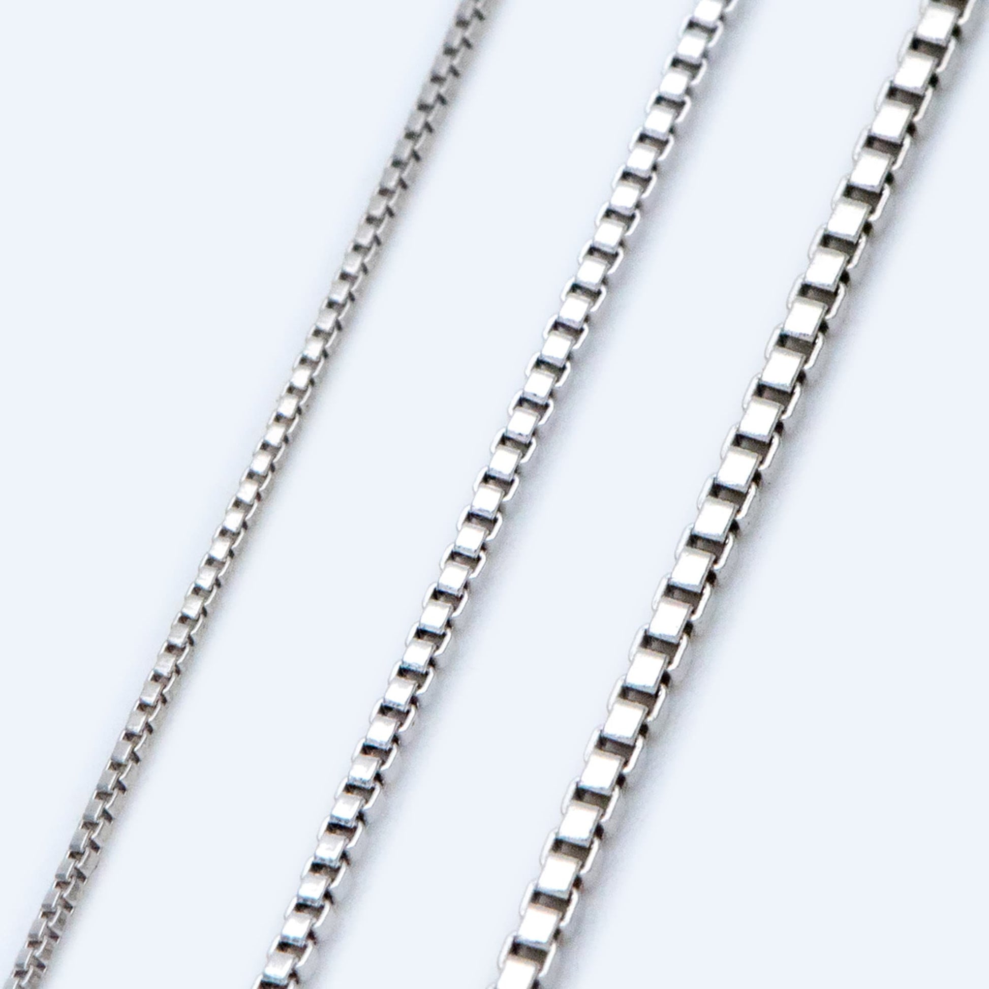 Rhodium plated Brass Box Chains, 0.7/ 0.9/ 1.1m Thin, Silver Tone Chain Findings (#LK-208)/ 1 Meter=3.3 ft