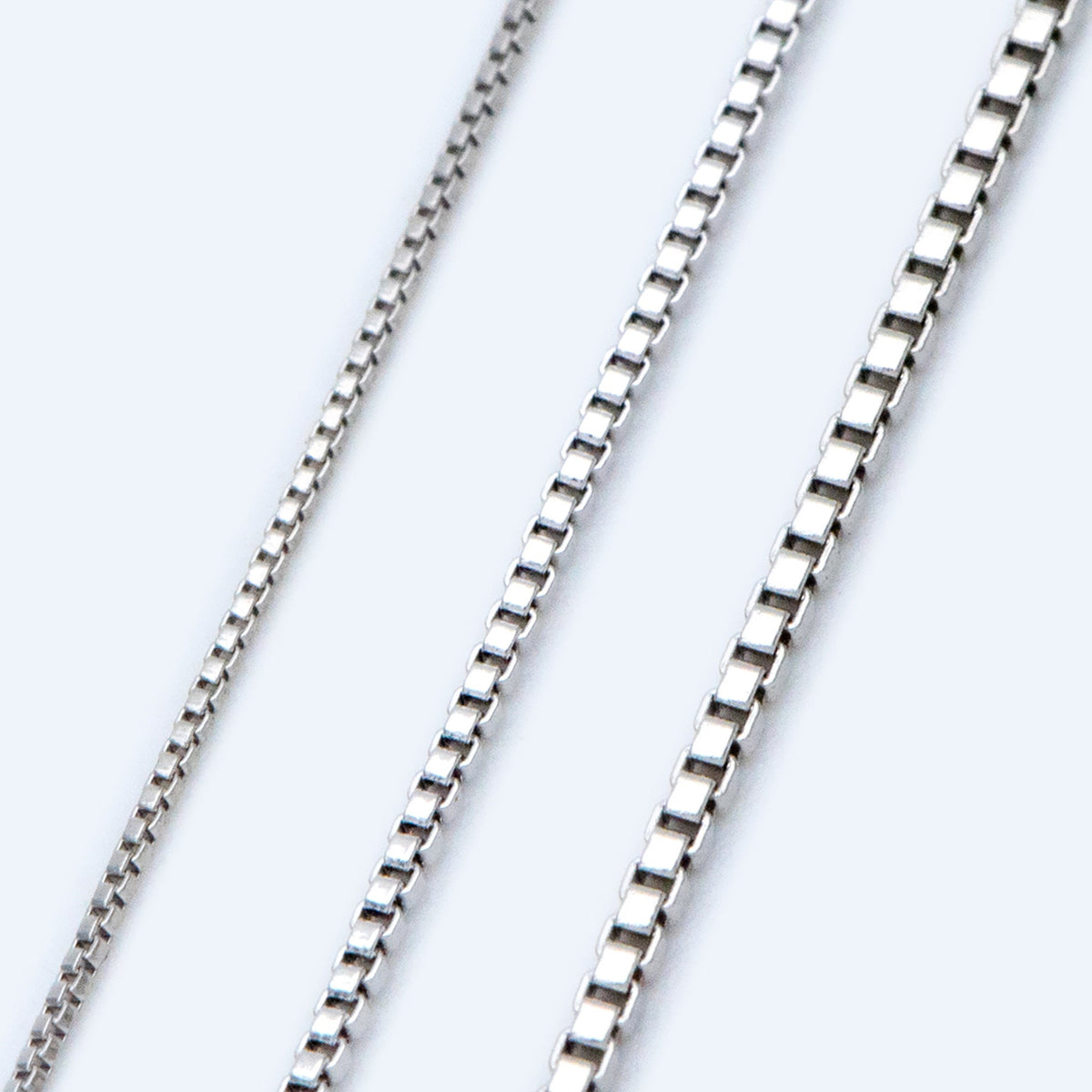 Rhodium plated Brass Box Chains, 0.7/ 0.9/ 1.1m Thin, Silver Tone Chain Findings (#LK-208)/ 1 Meter=3.3 ft