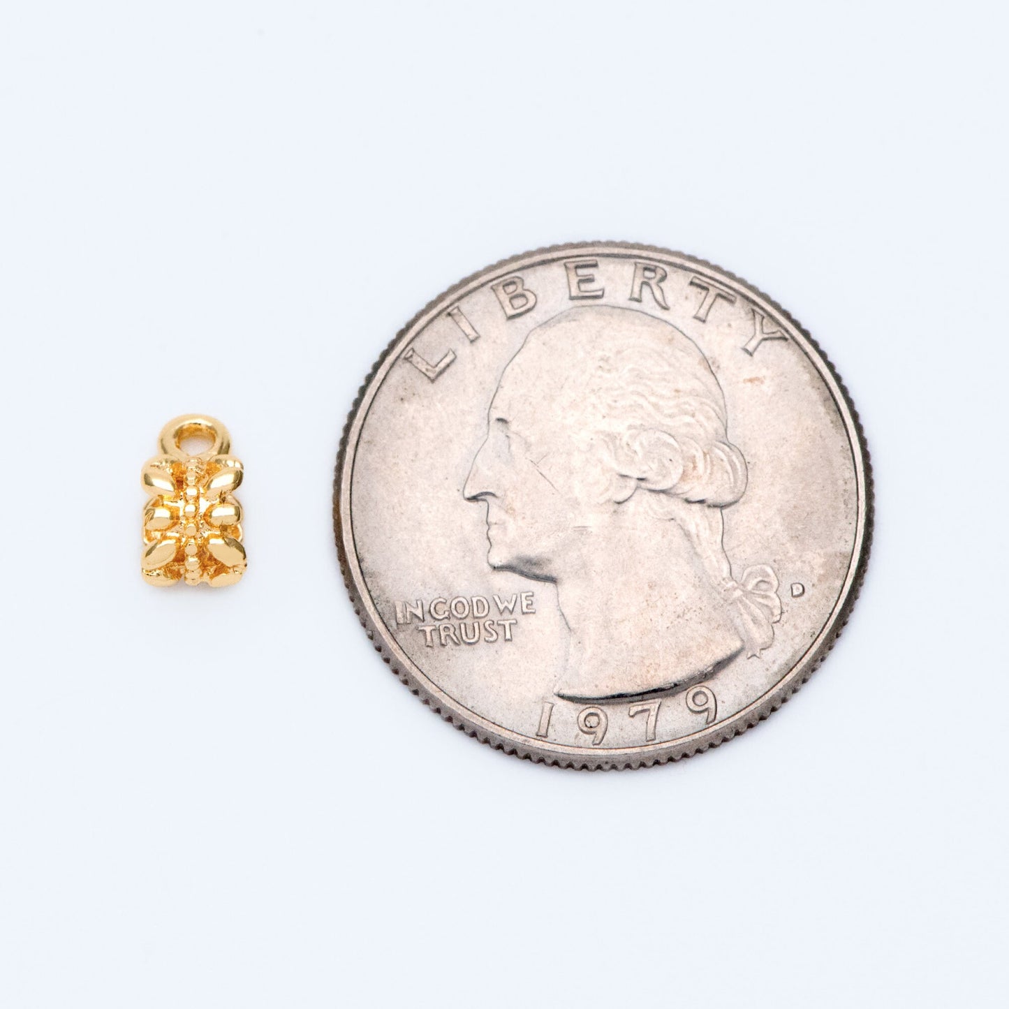 10pcs Gold Bail Beads, Bail Charm Holder Spacer with Loop, Tube Bails, Cord Bails, Slider Bails, Spacer Ring (GB-1328-D)