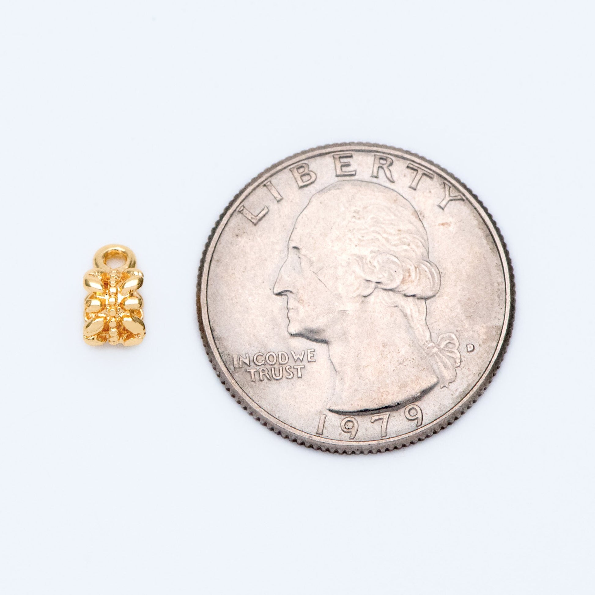 10pcs Gold Bail Beads, Bail Charm Holder Spacer with Loop, Tube Bails, Cord Bails, Slider Bails, Spacer Ring (GB-1328-D)