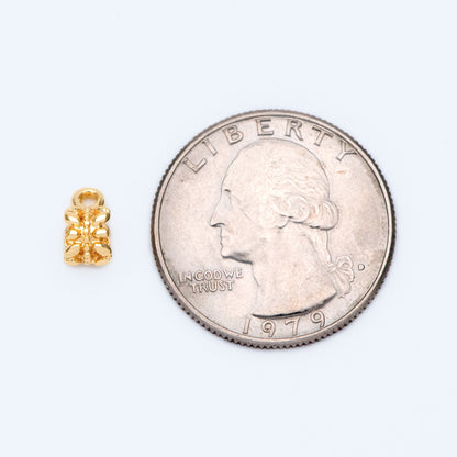 10pcs Gold Bail Beads, Bail Charm Holder Spacer with Loop, Tube Bails, Cord Bails, Slider Bails, Spacer Ring (GB-1328-D)