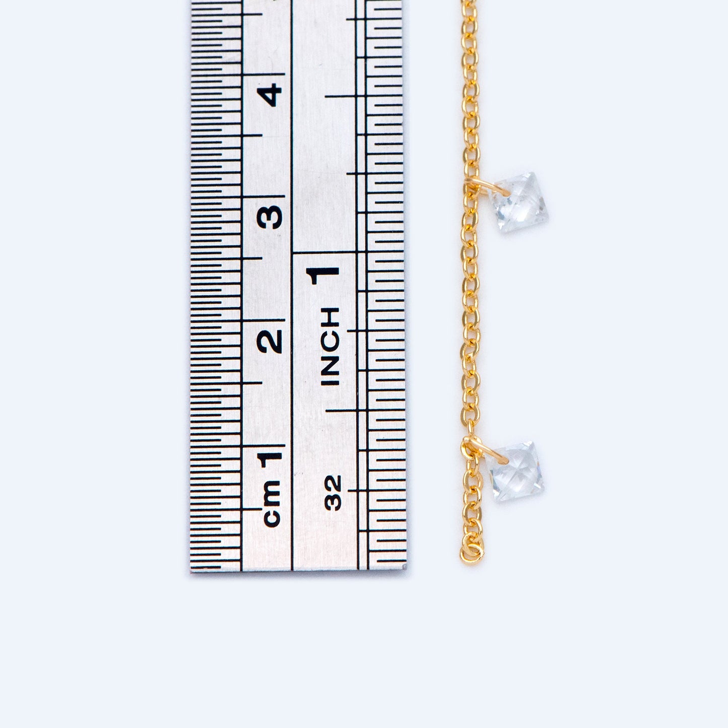 Gold/ Silver tone Beaded Chains, Gold/ Rhodium plated Brass Chain with CZ Beads 4mm (#LK-192)/ 1 Meter=3.3 ft