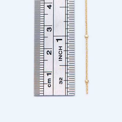 Gold/ Silver Tone Cube Beaded Chains, 0.8mm Cable Chain with 1.3mm Cube Beads, Thin Craft Jewelry Chain (#LK-196)/ 1 Meter=3.3 ft