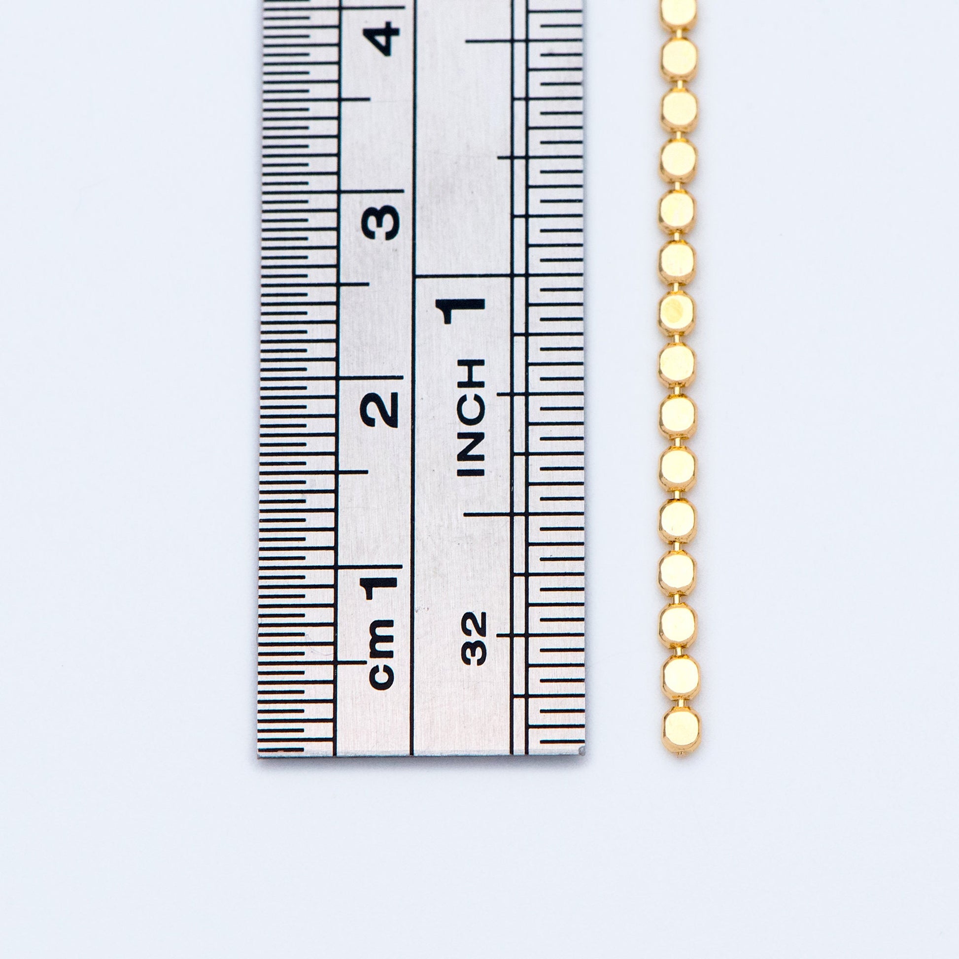 Gold plated Brass Beaded Chains 2mm, Craft Jewelry Chain (#LK-198)/ 1 Meter=3.3 ft