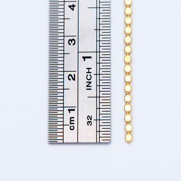 Gold plated Brass Beaded Chains 2mm, Craft Jewelry Chain (#LK-198)/ 1 Meter=3.3 ft