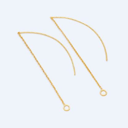 10pcs Gold Ear Threader Earrings,Chain Earrings, Earwire Thread with Jump Ring, Dainty Earrings (GB-1299-A)