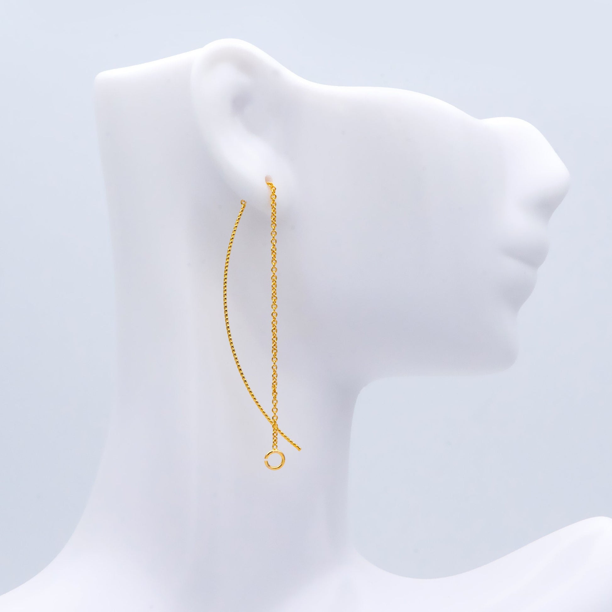 10pcs Gold Ear Threader Earrings,Chain Earrings, Earwire Thread with Jump Ring, Dainty Earrings (GB-1299-A)