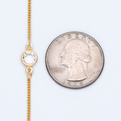 Gold plated Brass Crystal Beaded Chains, 1.3mm Chains with 7mm Flat Coin Clear Beads, Color Not Easily Tarnish (#LK-186)/ 1 Meter=3.3 ft