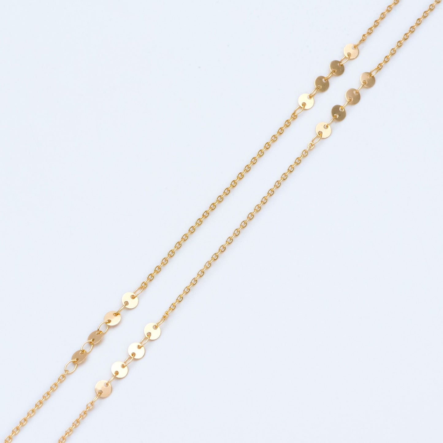Gold/ Silver/ Rose Gold Cable Chain with Round Disc 4mm, Disk Beaded Chain, Geometric Jewelry Chain (#LK-190)/ 1 Meter=3.3 ft