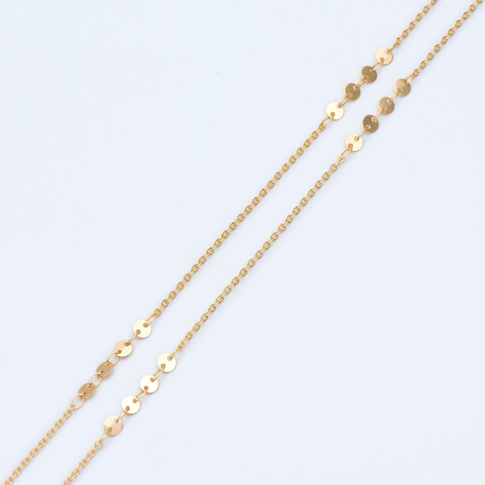 Gold/ Silver/ Rose Gold Cable Chain with Round Disc 4mm, Disk Beaded Chain, Geometric Jewelry Chain (#LK-190)/ 1 Meter=3.3 ft