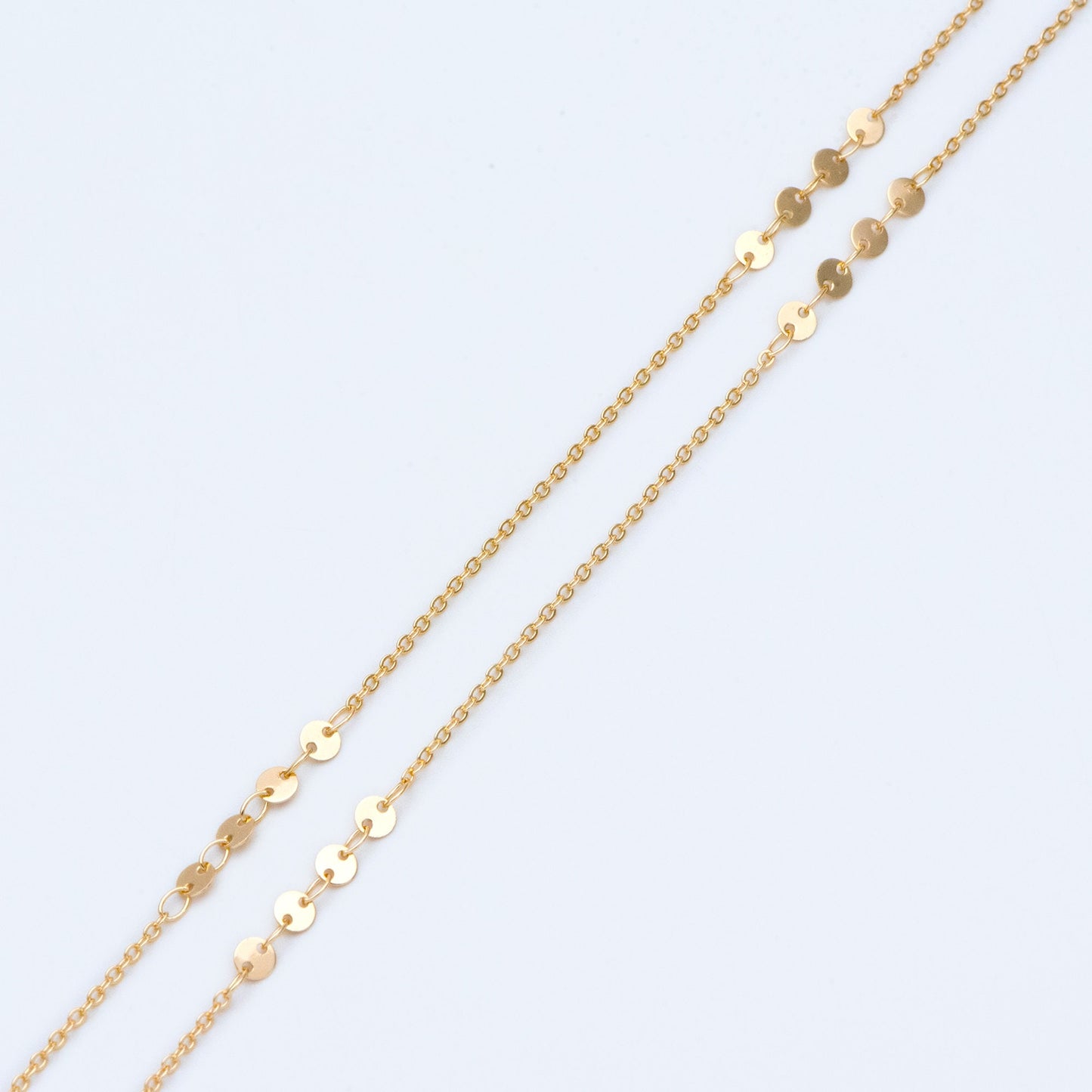 Gold/ Silver/ Rose Gold Cable Chain with Round Disc 4mm, Disk Beaded Chain, Geometric Jewelry Chain (#LK-190)/ 1 Meter=3.3 ft