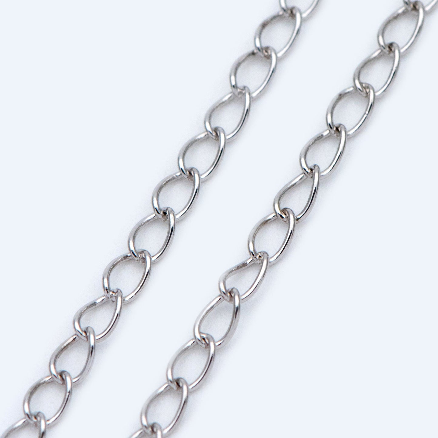 Gold/ Silver/ Rose Gold Curb Chain 3mm, Real Gold/ Rhodium Plated Brass "Extender" Chain, Color Not Easily Tarnish (LK-175)/ 1 meter