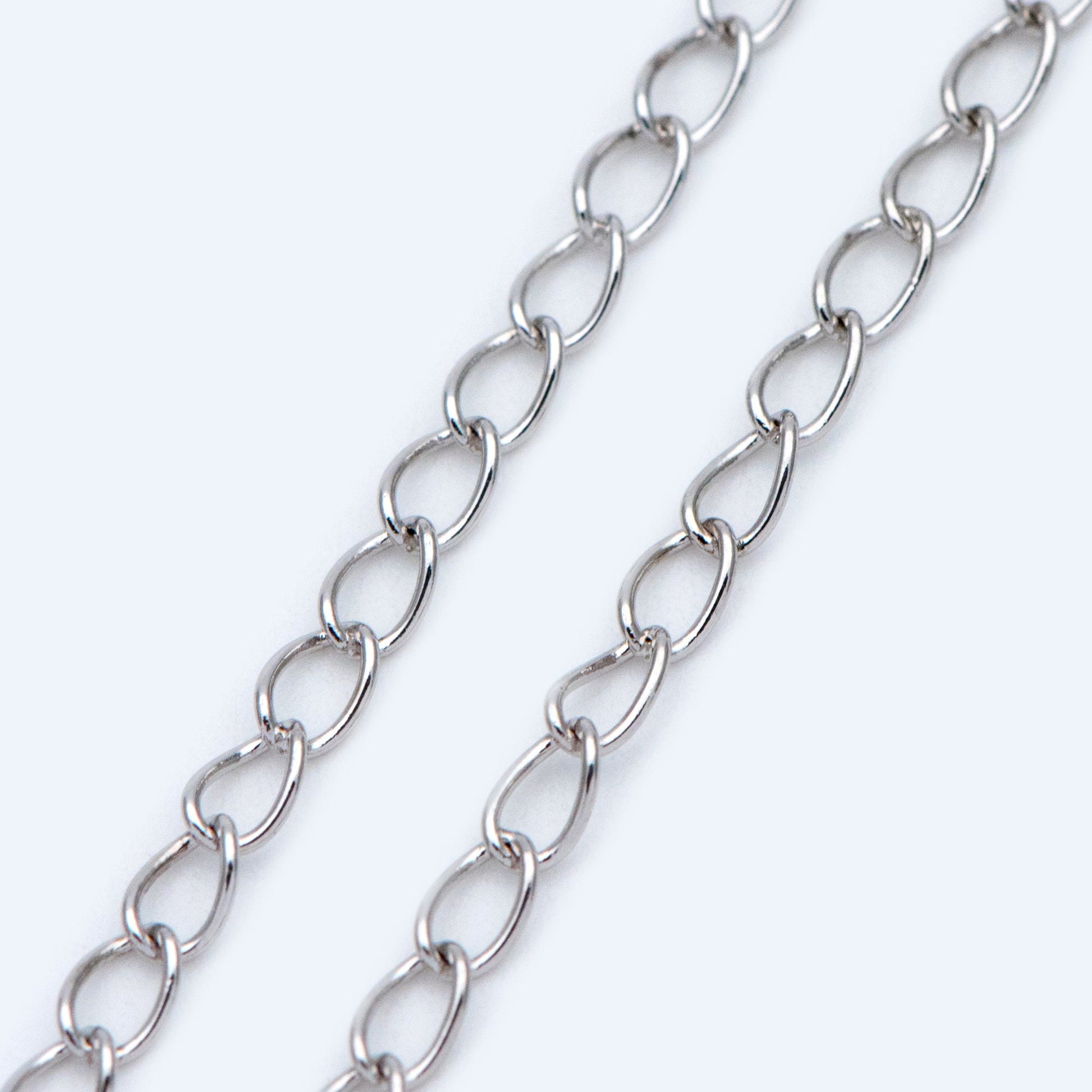 Gold/ Silver/ Rose Gold Curb Chain 3mm, Real Gold/ Rhodium Plated Brass "Extender" Chain, Color Not Easily Tarnish (LK-175)/ 1 meter