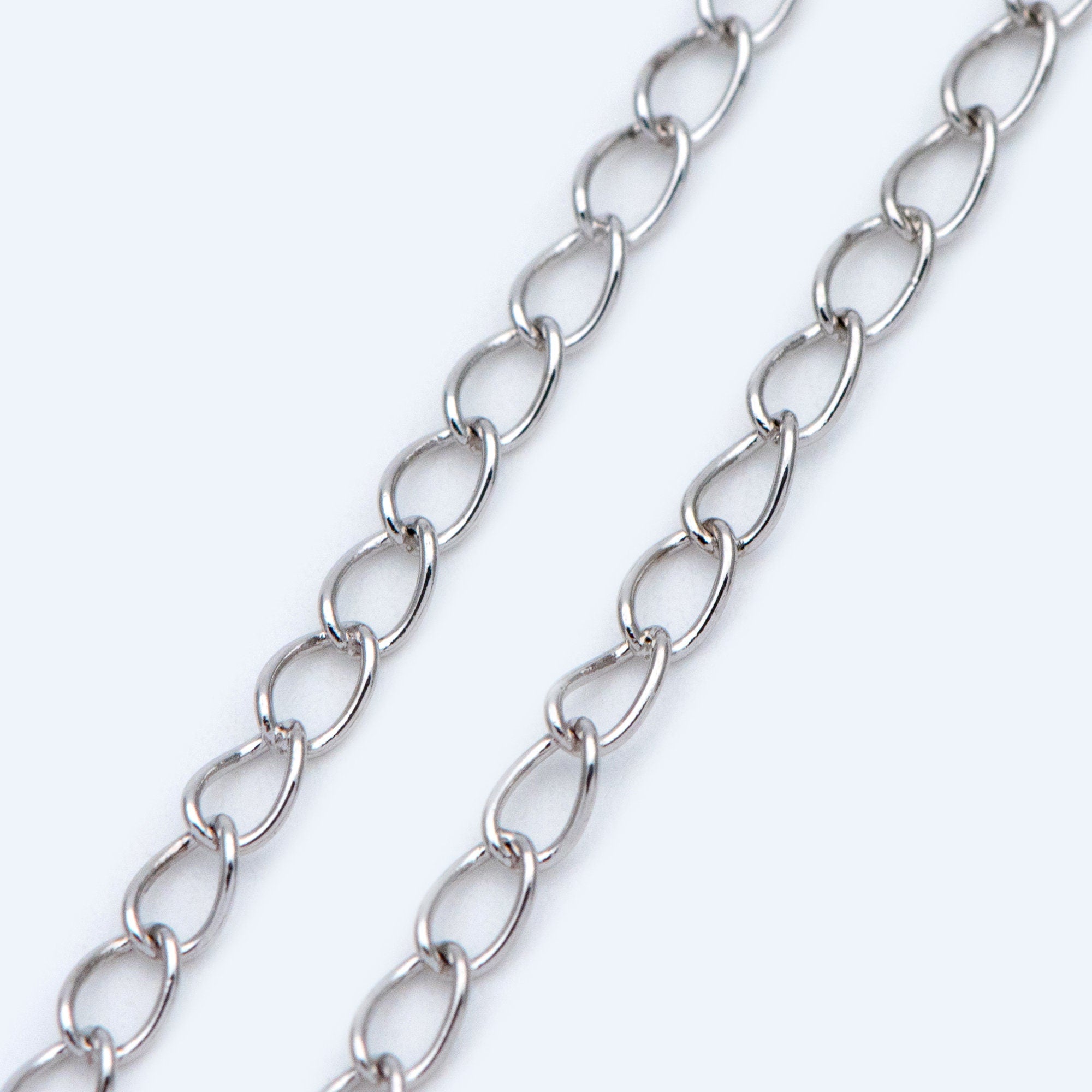 Gold/ Silver/ Rose Gold Curb Chain 3mm, Real Gold/ Rhodium Plated Brass "Extender" Chain, Color Not Easily Tarnish (LK-175)/ 1 meter