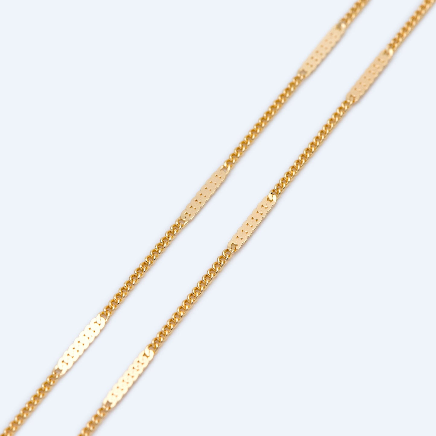 Dainty Gold/ Silver tone Flat Link Chains 1.9mm, Real Gold/ Rhodium plated on Brass Tiny Chain (#LK-177)/ 1 Meter=3.3 ft