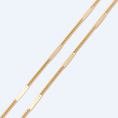 Dainty Gold/ Silver tone Flat Link Chains 1.9mm, Real Gold/ Rhodium plated on Brass Tiny Chain (#LK-177)/ 1 Meter=3.3 ft