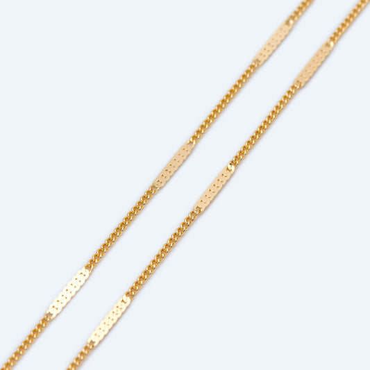 Dainty Gold/ Silver tone Flat Link Chains 1.9mm, Real Gold/ Rhodium plated on Brass Tiny Chain (#LK-177)/ 1 Meter=3.3 ft