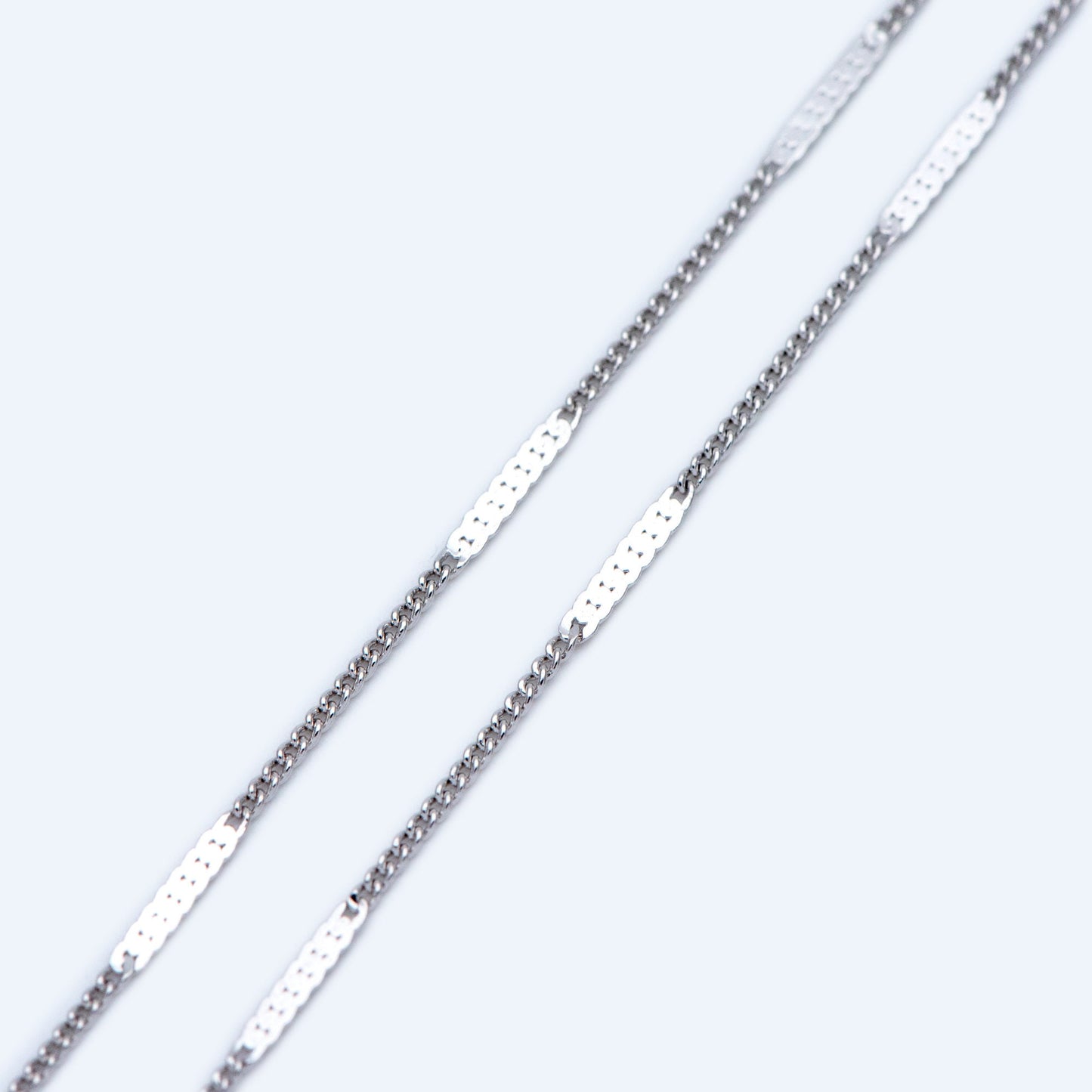 Dainty Gold/ Silver tone Flat Link Chains 1.9mm, Real Gold/ Rhodium plated on Brass Tiny Chain (#LK-177)/ 1 Meter=3.3 ft