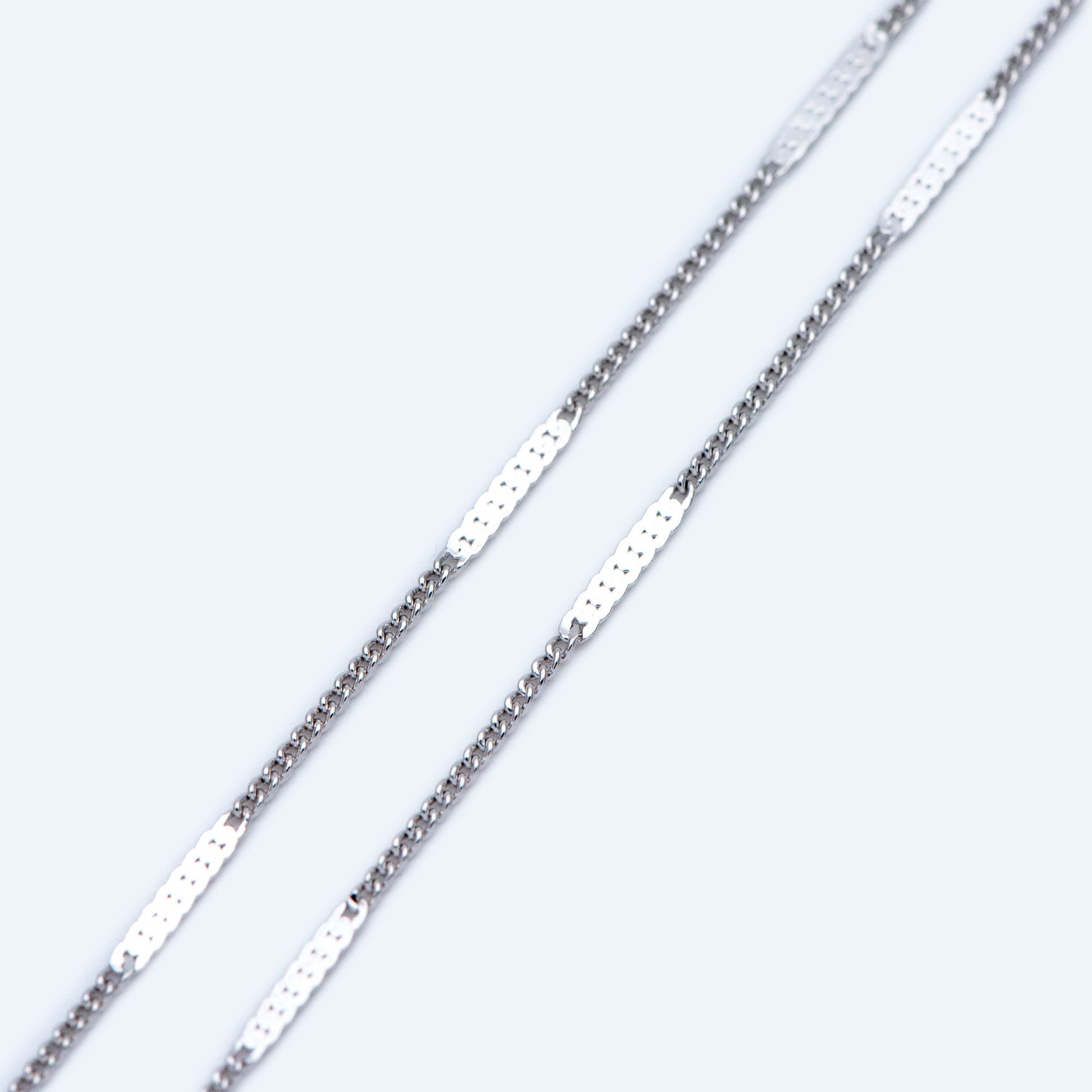 Dainty Gold/ Silver tone Flat Link Chains 1.9mm, Real Gold/ Rhodium plated on Brass Tiny Chain (#LK-177)/ 1 Meter=3.3 ft