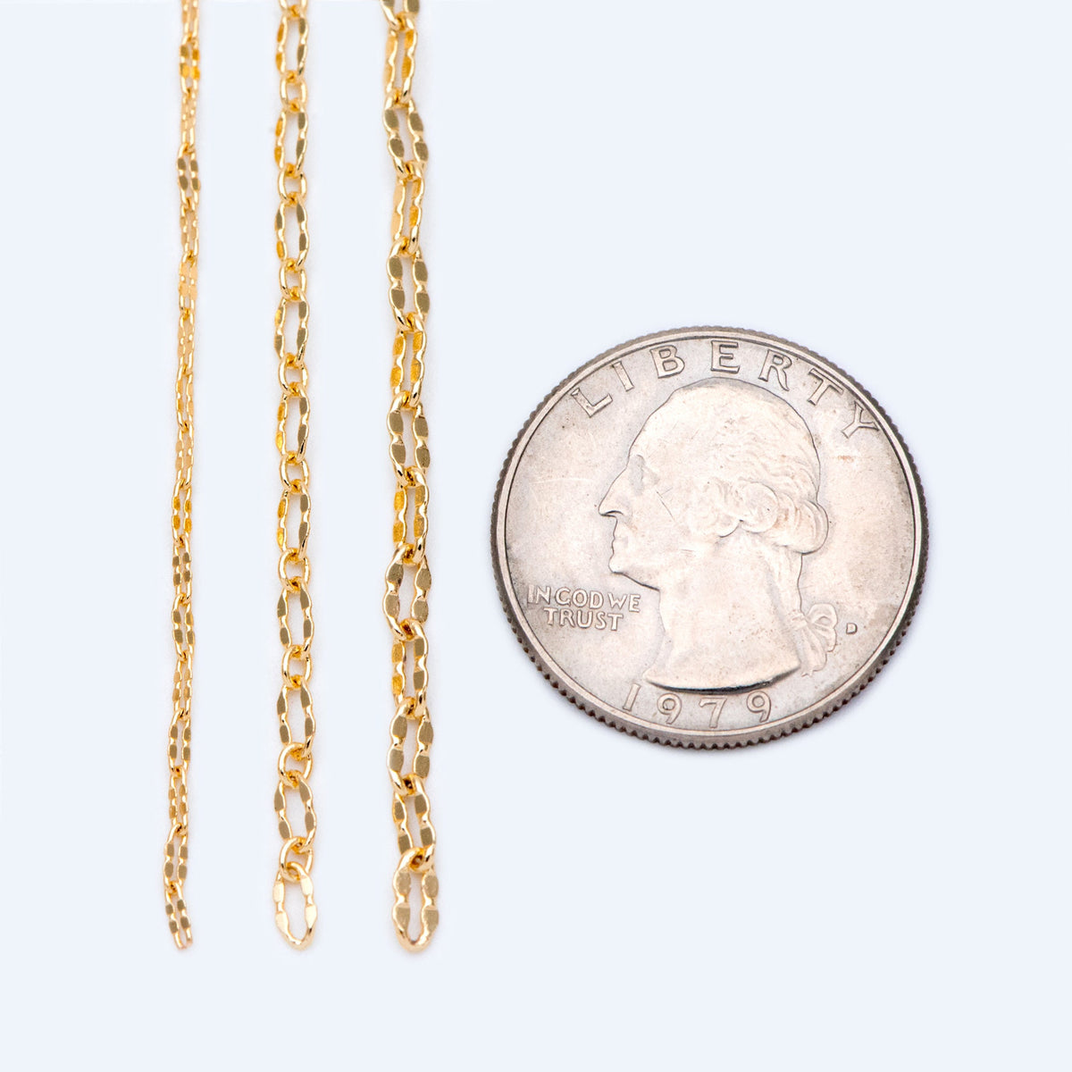 Gold/ Rhodium plated Brass Oval Cable Chains, Real Gold/ Silver Decorative Designer Chain 1.5/ 2/ 2.5mm (#LK-150)/ 1 Meter=3.3 ft