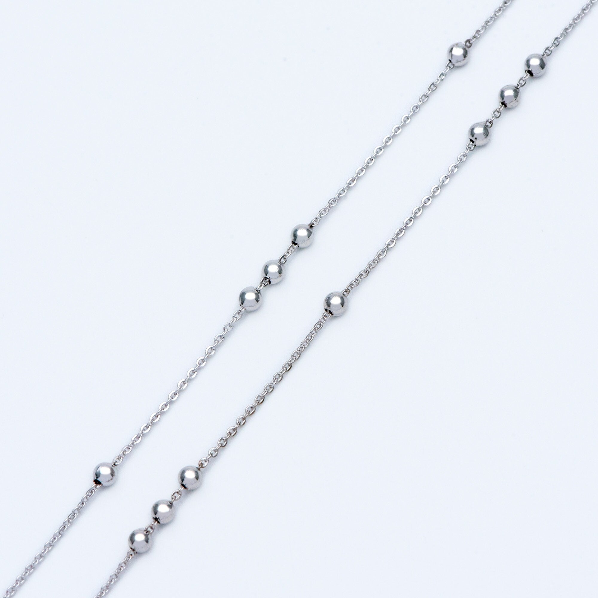 Gold/ Silver/ Rose Gold Beaded Chains, 1.3mm Chain with 3mm Ball Beads, Color Not Easily Tarnish (#LK-165)/ 1 Meter=3.3 ft