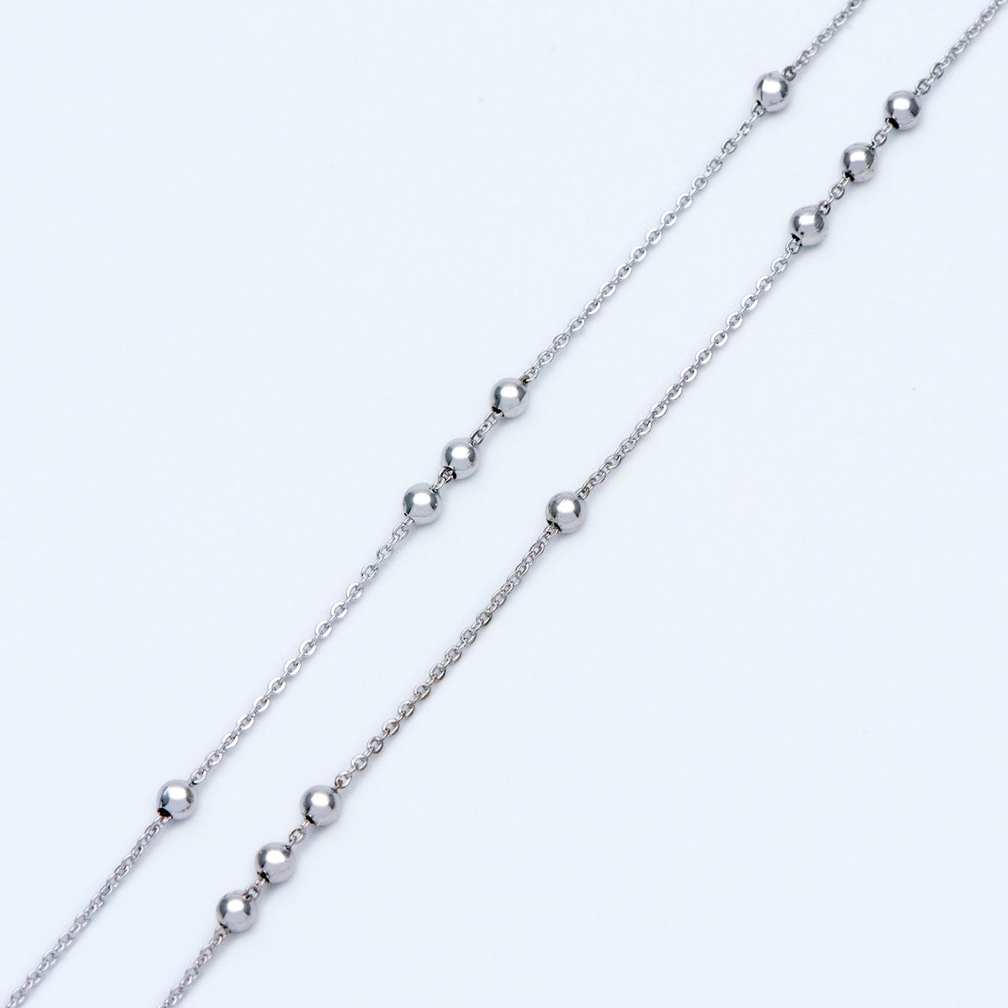 Gold/ Silver/ Rose Gold Beaded Chains, 1.3mm Chain with 3mm Ball Beads, Color Not Easily Tarnish (#LK-165)/ 1 Meter=3.3 ft