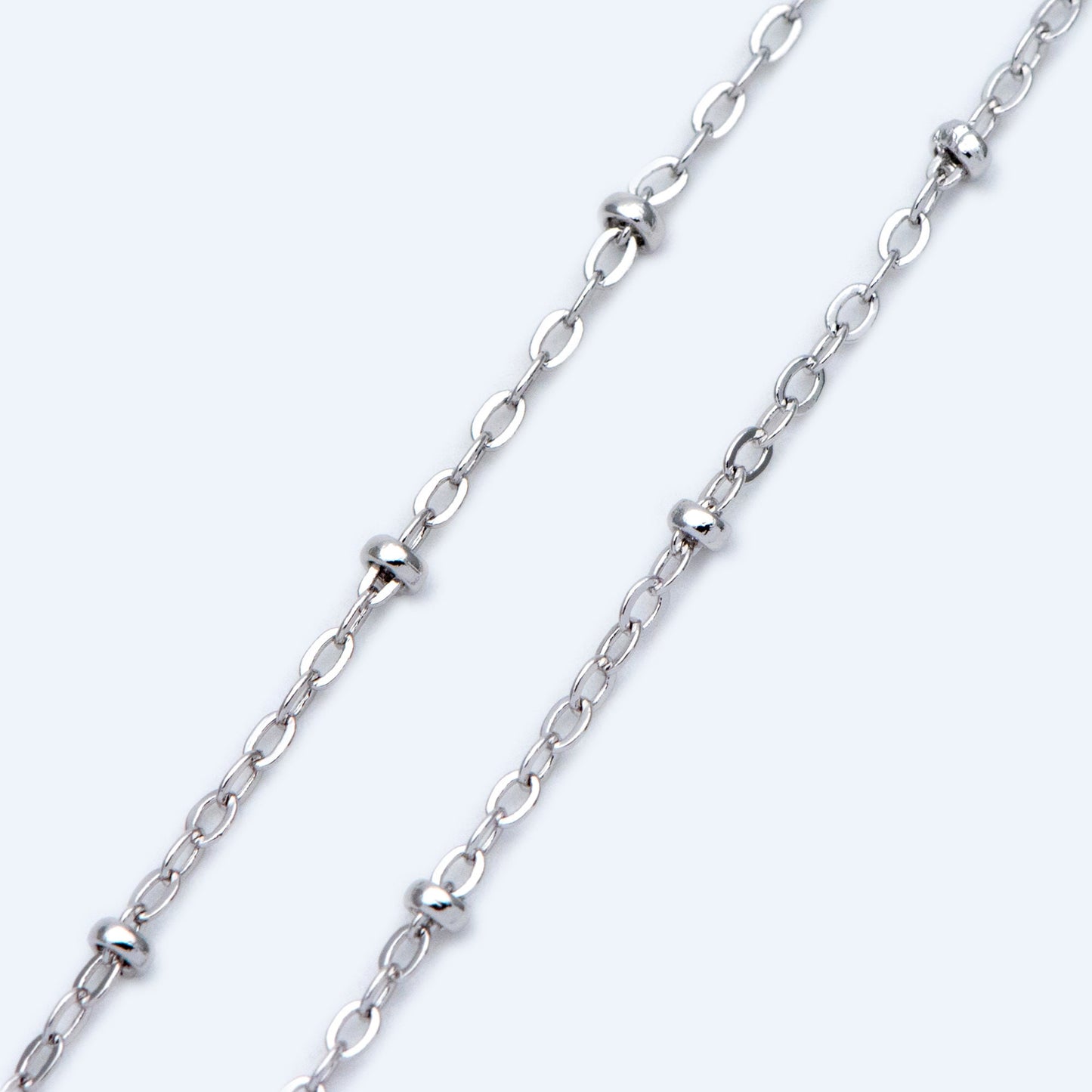 Satellite Chains Wholesale, 1.7mm Cable Chain with 2.2mm Beads, Gold/ Silver/ Rose Gold plated Brass (#LK-169)/ 1 Meter=3.3 ft