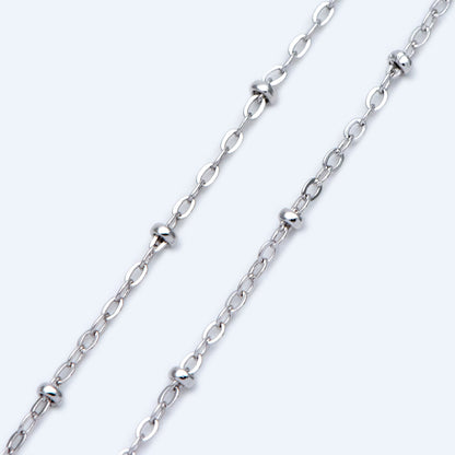 Satellite Chains Wholesale, 1.7mm Cable Chain with 2.2mm Beads, Gold/ Silver/ Rose Gold plated Brass (#LK-169)/ 1 Meter=3.3 ft