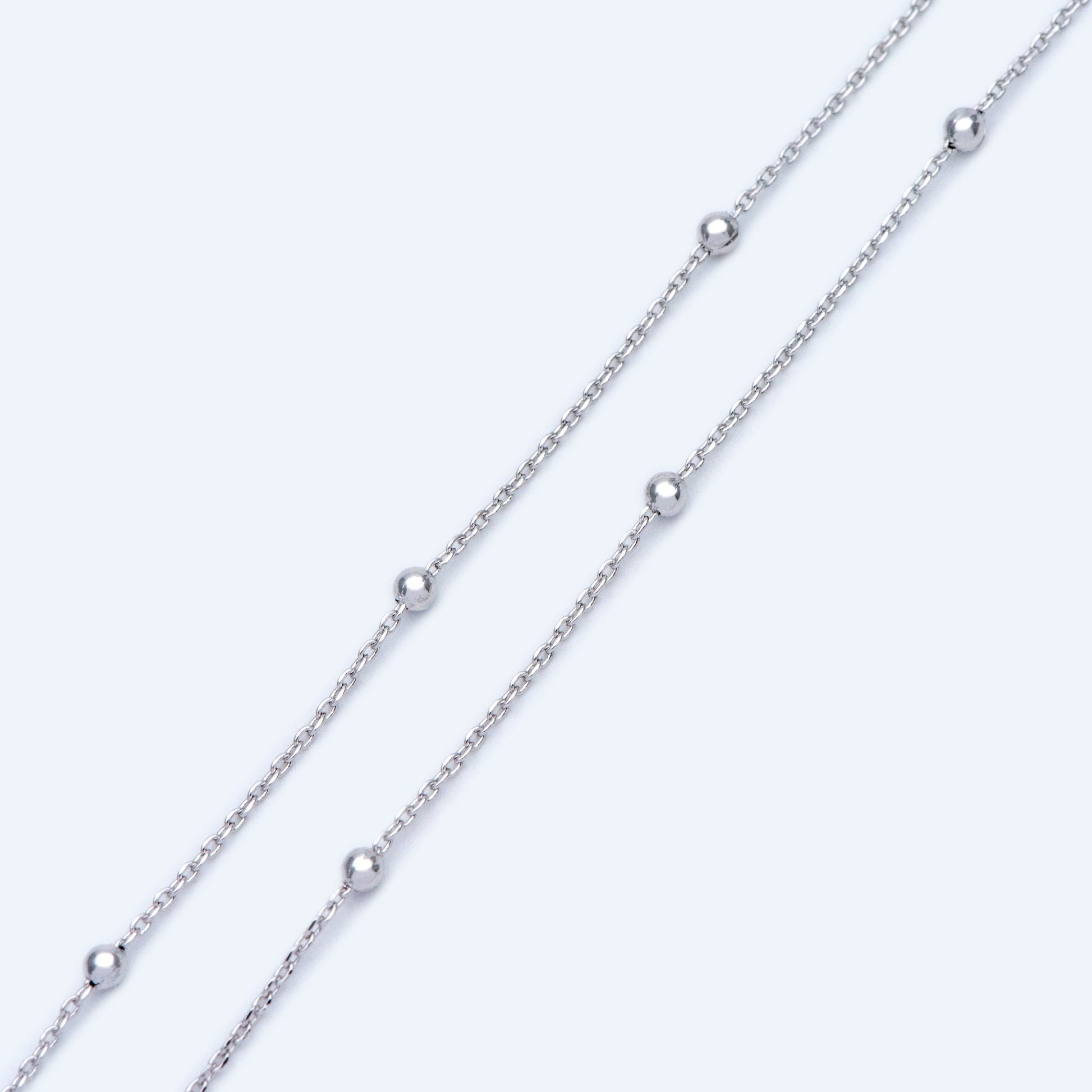 Gold/ Silver/ Rose Gold Satellite Chains, 1.1mm Chain with 2.5mm Round Beads, Color Not Easily Tarnish (#LK-170)/ 1 Meter=3.3 ft