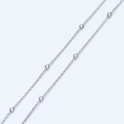 Gold/ Silver/ Rose Gold Satellite Chains, 1.1mm Chain with 2.5mm Round Beads, Color Not Easily Tarnish (#LK-170)/ 1 Meter=3.3 ft