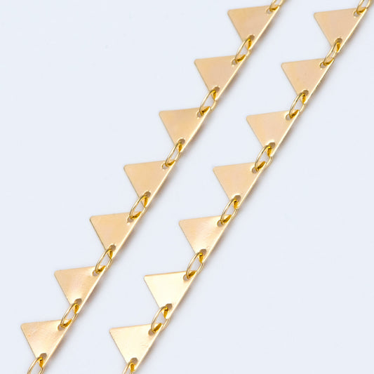 Gold plated Brass Triangle Chains 7.5mm, Handmade Cable Link Geometric Chain, Lead Nickel Free (#LK-144)/ 1 Meter=3.3 ft
