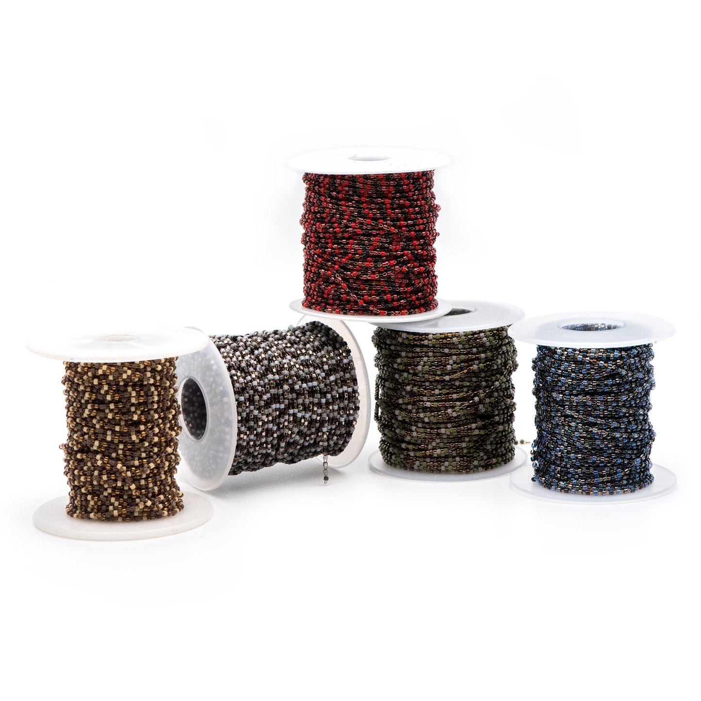 Dainty Miyuki Seed Glass Bead Chain 1.8mm, Unplated Brass Beaded Tiny Chain, Multi Colors Mix (#LK-052)/ 1 Meter=3.3ft