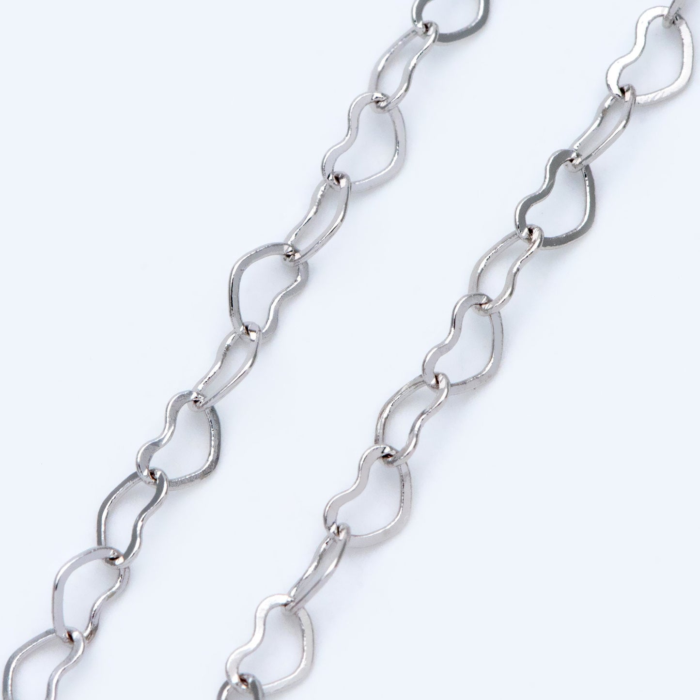 Gold/ Silver tone Heart Chains, Gold/ Rhodium/ Rose Gold plated Brass Designer Chain, 3.5mm Thin Decorative Chains (#LK-105)/ 1 Meter=3.3 ft