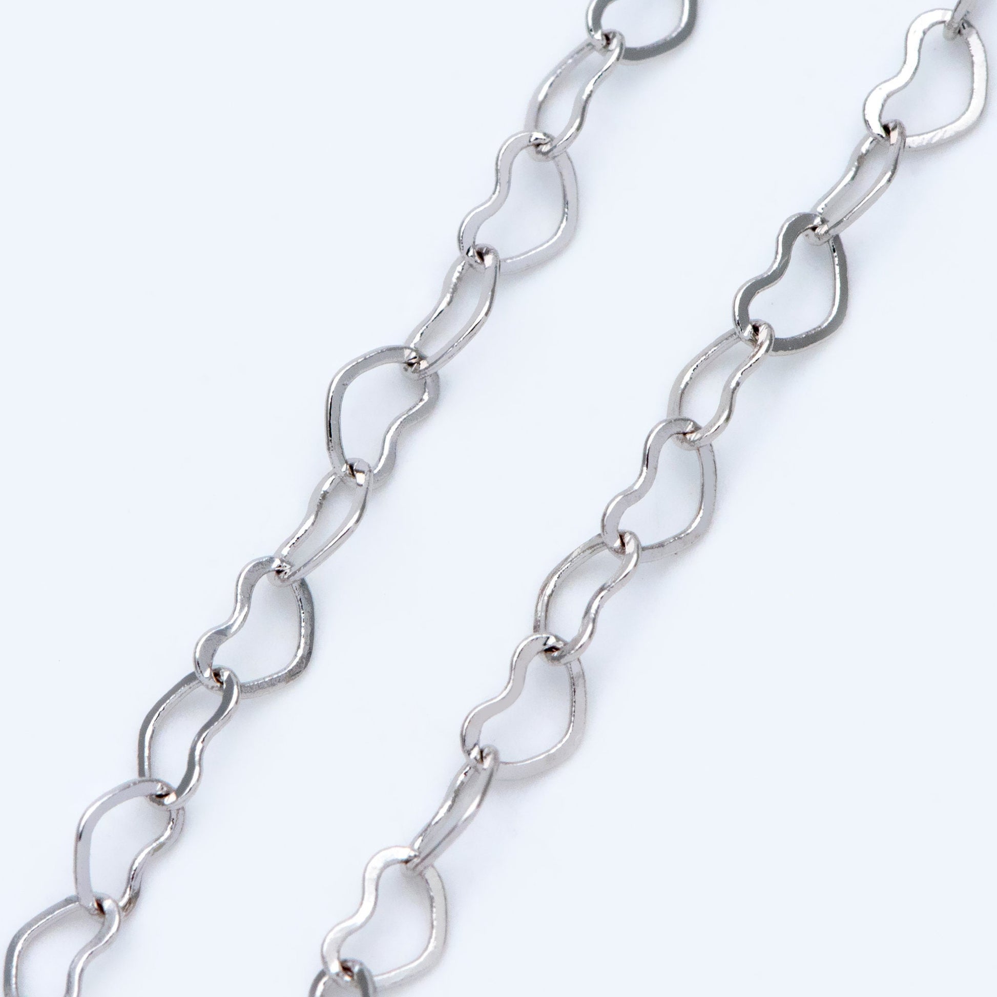 Gold/ Silver tone Heart Chains, Gold/ Rhodium/ Rose Gold plated Brass Designer Chain, 3.5mm Thin Decorative Chains (#LK-105)/ 1 Meter=3.3 ft