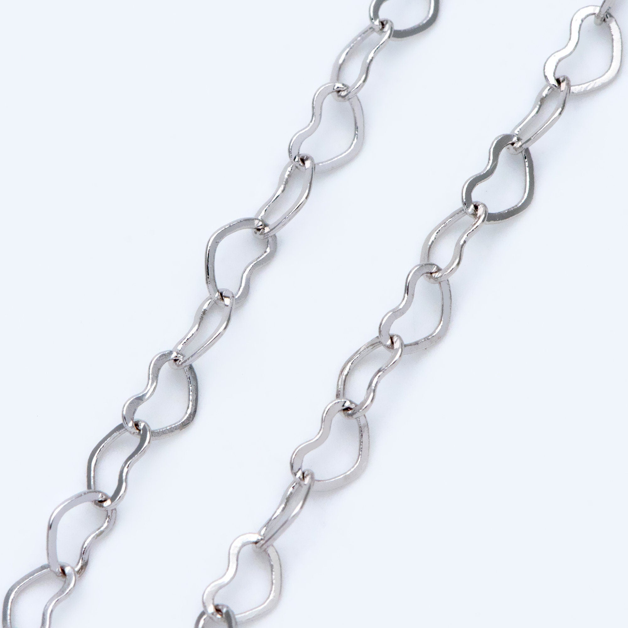 Gold/ Silver tone Heart Chains, Gold/ Rhodium/ Rose Gold plated Brass Designer Chain, 3.5mm Thin Decorative Chains (#LK-105)/ 1 Meter=3.3 ft